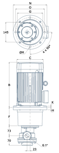 Zahnradpumpe für den Behältereinbau Baureihe FAM 4.. Abmessungen