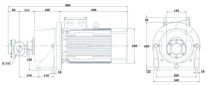 Kühlmittelpumpe FOM328-333 2,2kW Abmessungen