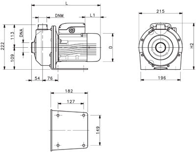 stainless steel industrial pump with open impeller - dimensions