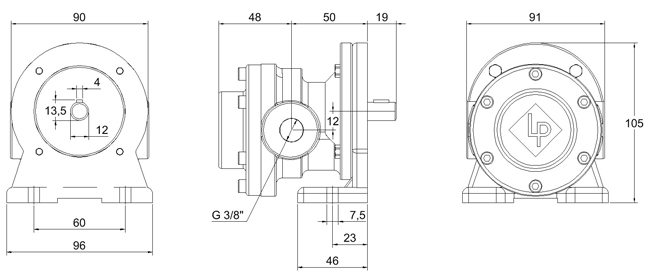 Zahnrad-Fußpumpe Amessungen D 210 bis D 214