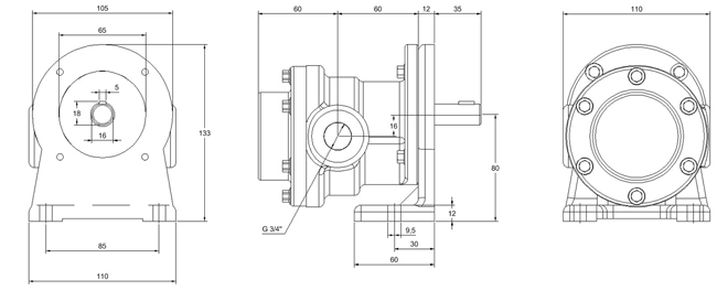 Zahnradflanschpumpe Amessungen D328 bis D333