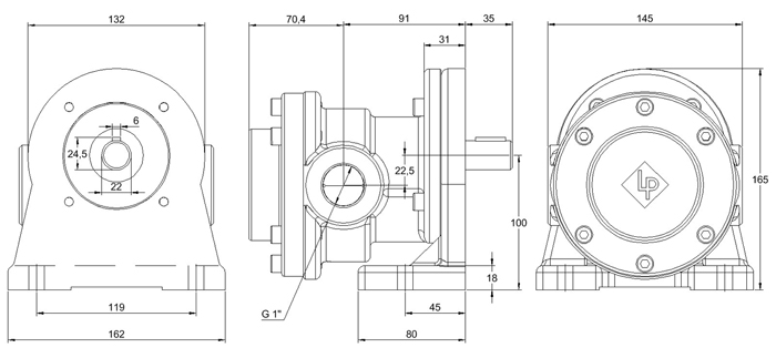 External Gear-Pumps with mounting brackets types D422-D438 - Dimensions
