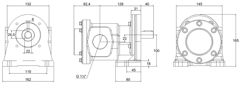 External Gear-Pumps with mounting brackets types D570-D590 - Dimensions