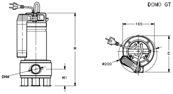 type DOMO GT Submersible Pump for wastewater in stainless steel