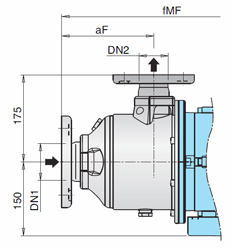 Industrial pumps in stainless steel type MXH32-48  - flange connection - dimensions
