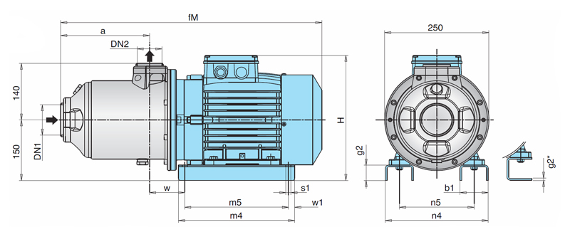 stainless steel industrial pumps type MXH32-48 - dimensions