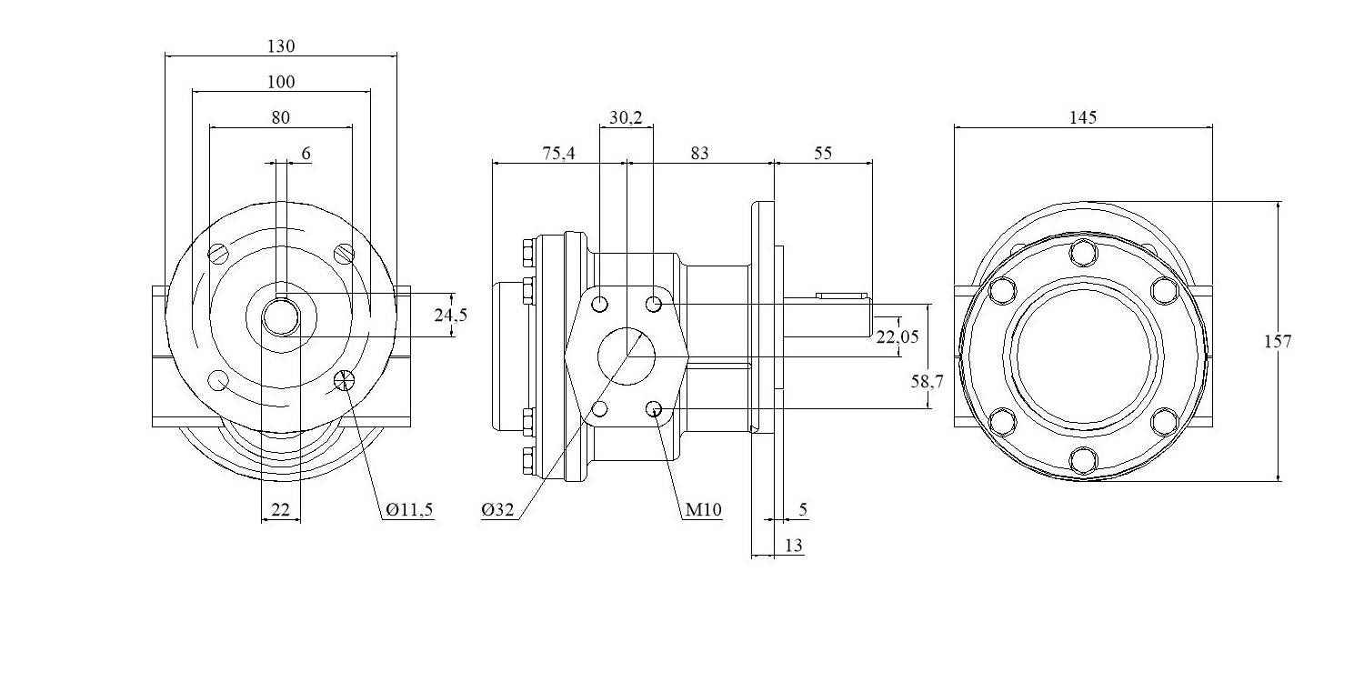 Zahnradflanschpumpe Amessungen F545-F556 SAE-Flansch