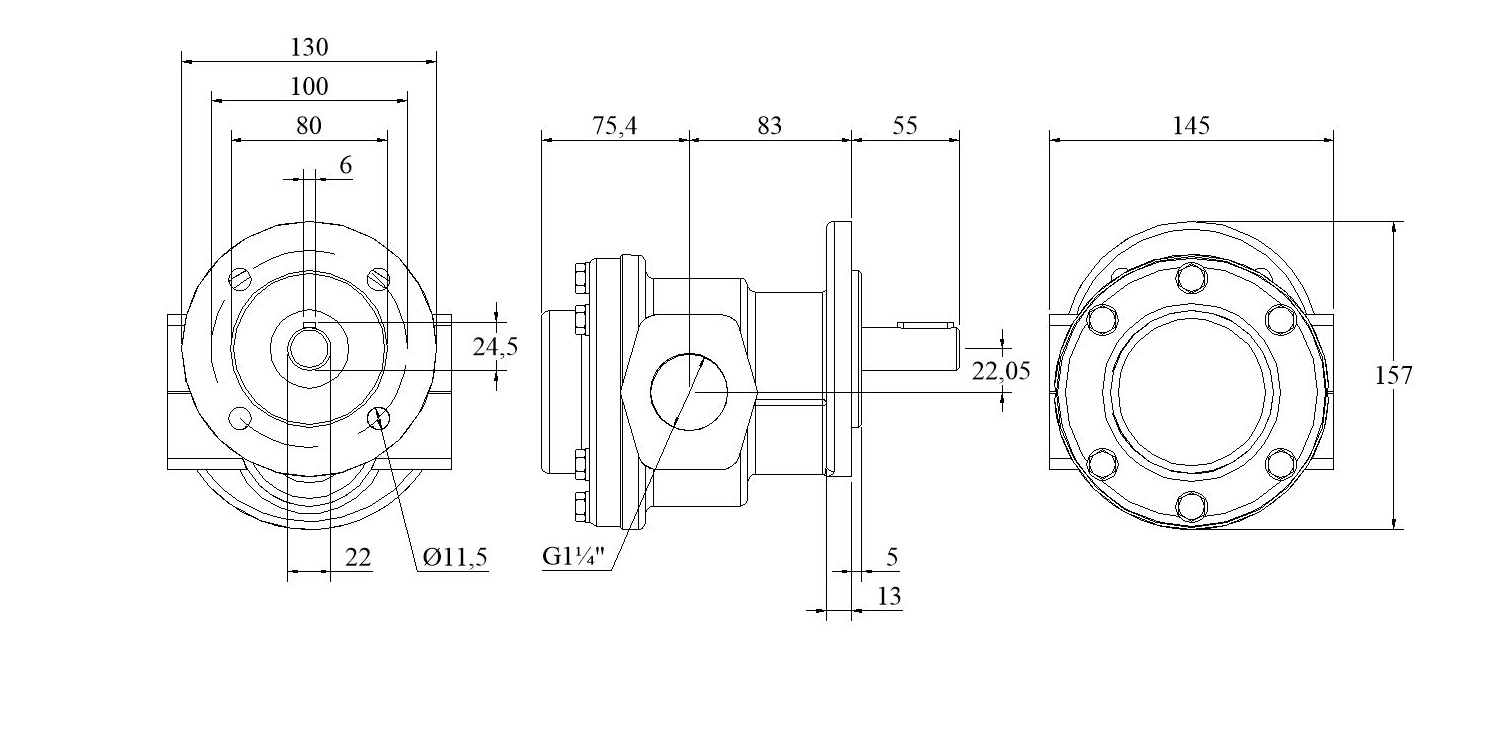 Zahnradflanschpumpe Abmessungen F545 bis F556