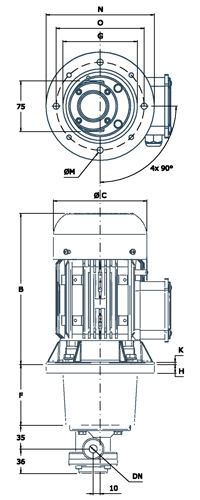 Zahnradpumpe für den Behältereinbau Baureihe FAM 1 Abmessungen