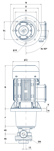 Zahnradpumpe für den Behältereinbau Baureihe FAM 2 Abmessungen