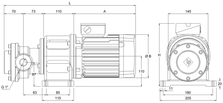 Electric-gear-pumps type FKM 422 - FKM 438 - dimensions