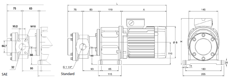 Electric-gear-pumps type FKM 545-556 - dimensions