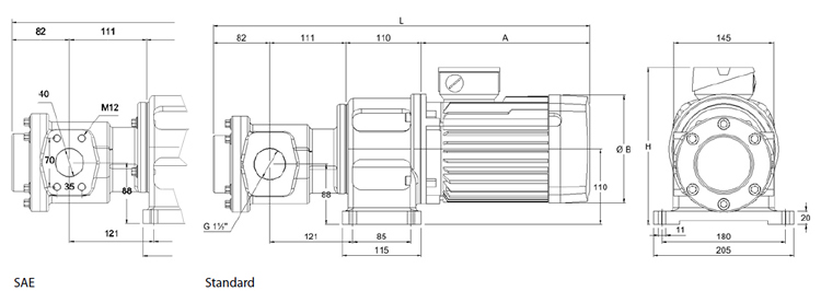 Electric-gear-pumps type FKM 570-590 - dimensions