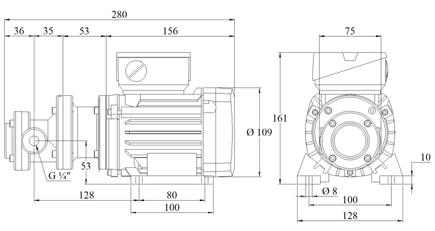 Electric Gear-Pumps type FLM1-017 - FLM 17 / 0,12-0,18 kW  - Dimensions