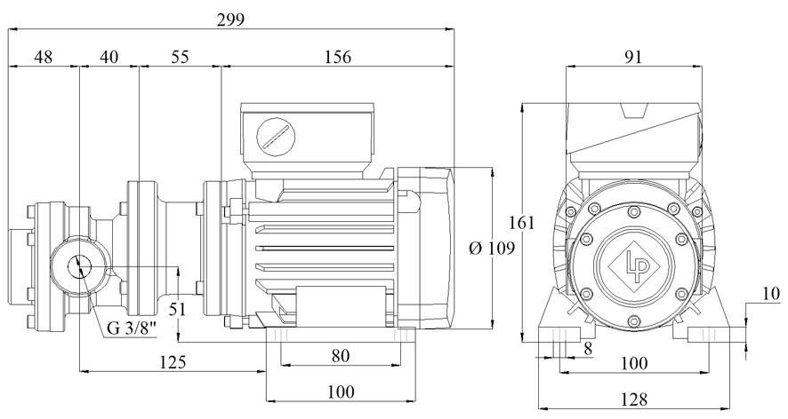 Electric Gear-Pumps type FLM210 - FLM214 / 0,12-0,18 kW - Dimensions