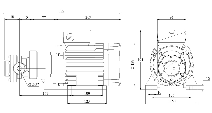 Electric Gear-Pumps type FLM210 - FLM214 / 0,55kW - Dimensions
