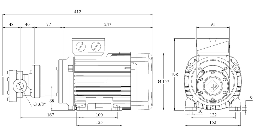 Electric Gear-Pumps type FLM210 - FLM214 / 0,75kW- Dimensions