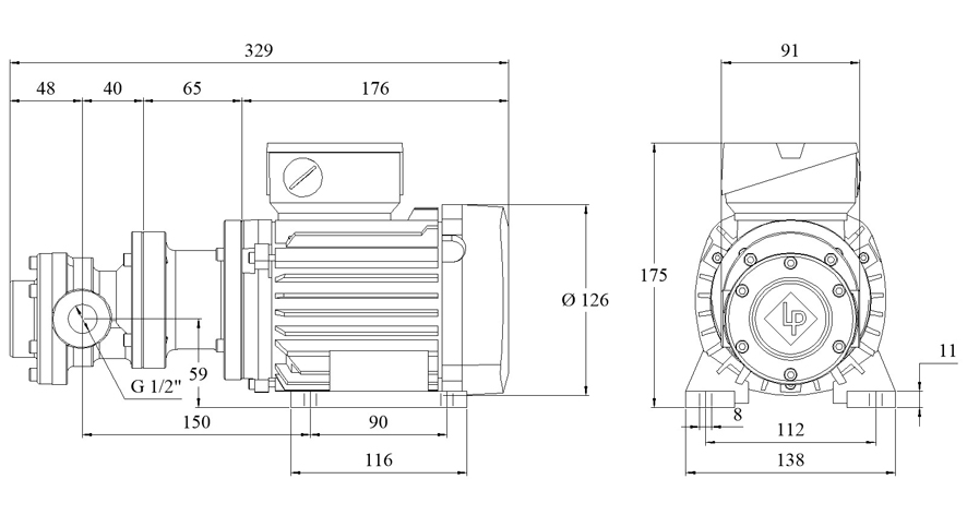 Electric Gear-Pumps type FLM219  / 0,25-0,37 kW- Dimensions