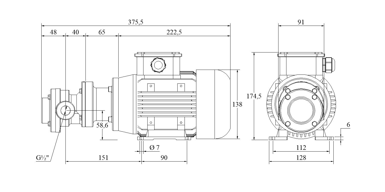 Electric Gear-Pumps type FLM219  / 0,25-0,37 kW- Dimensions