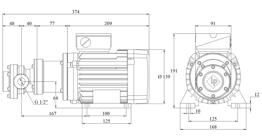 Electric Gear-Pumps type FLM219 / 0,55kW - Dimensions
