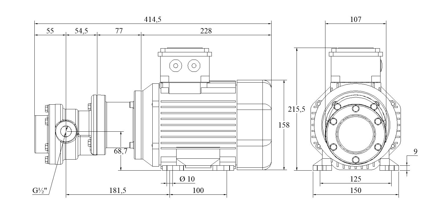 Abmessungen Edelstahl-Zahnradpumpen E/FLM 310 bis E/FLM 323