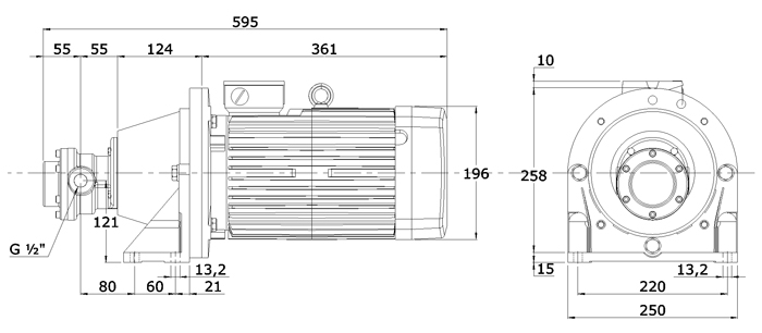 Abmessungen Elektro-Zahnradpumpe FOM 310 - FOM 323 3,0kW Antriebsleistung