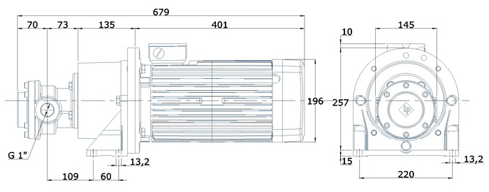 Abmessungen Elektro-Zahnradpumpe FOM 422 - FOM 438 4,0kW Antriebsleistung