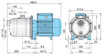 MXA205 / MXA405 Self-priming multi-stage pump - Dimensions