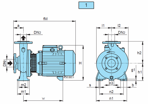 NM 32 Norm-Kreiselpumpe Abmessungen 