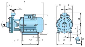 Bronze centrifugal pump B-NMD dimensions
