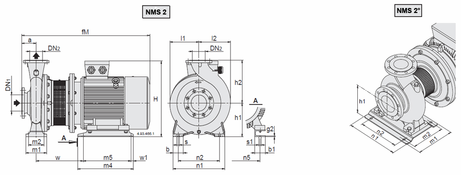 NMS 65 Norm-Kreiselpumpe Abmessungen