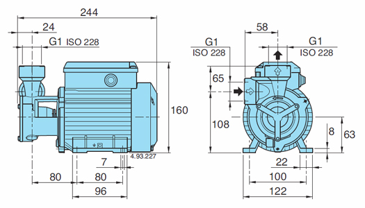 peripheral pump type T - dimensions