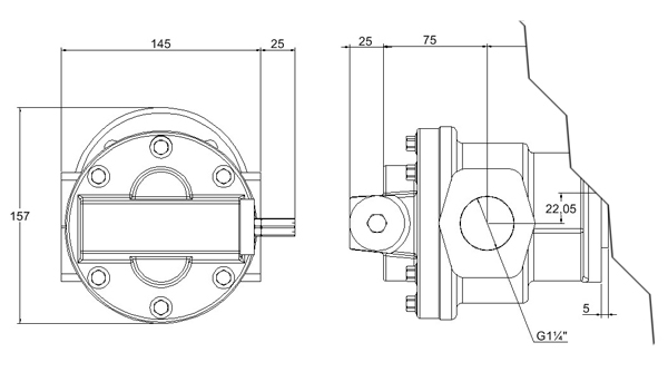 Zahnradflanschpumpe Abmessungen F545 bis F556