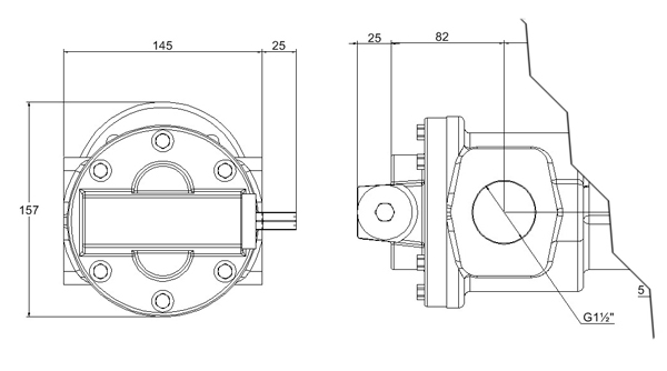 Zahnradflanschpumpe Abmessungen F545 bis F556 mit SAE-Flansch